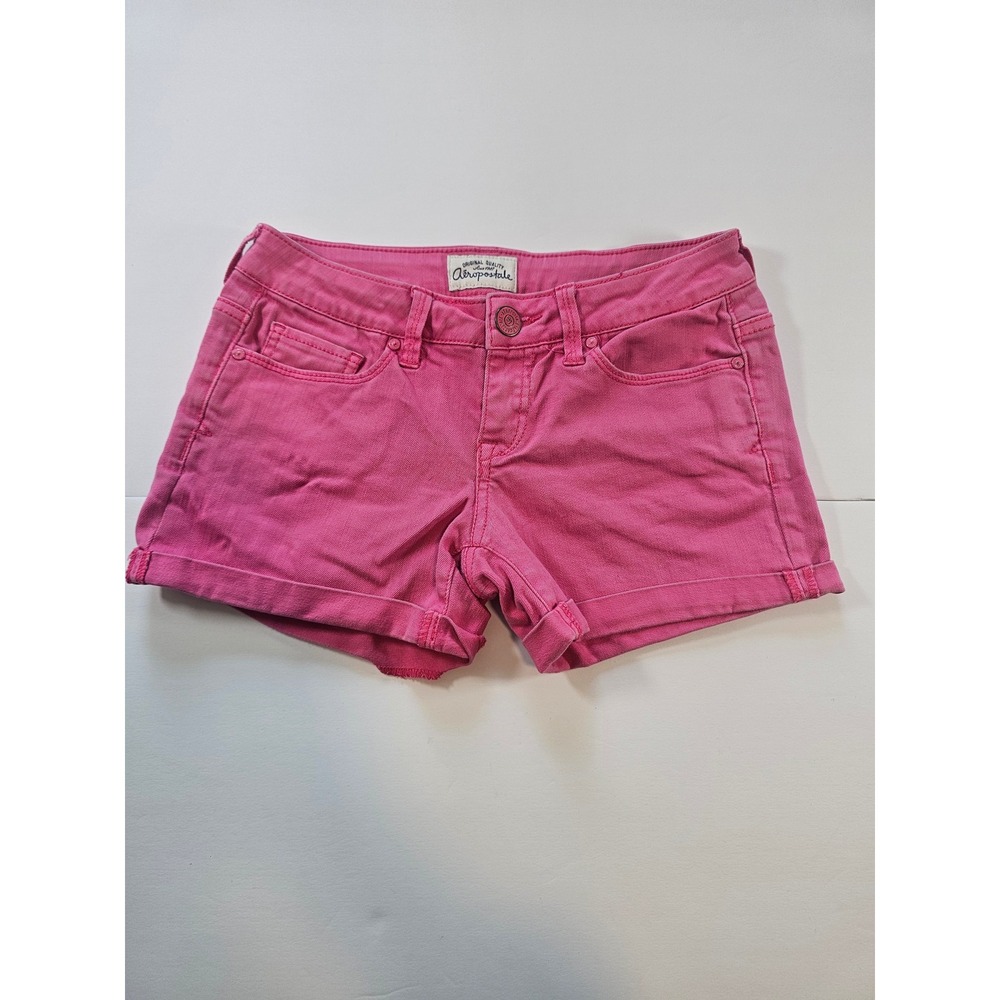Aeropostale‎ Denim Shorts Women 00 Pink Cuffed Jean Summer Casual Stretch